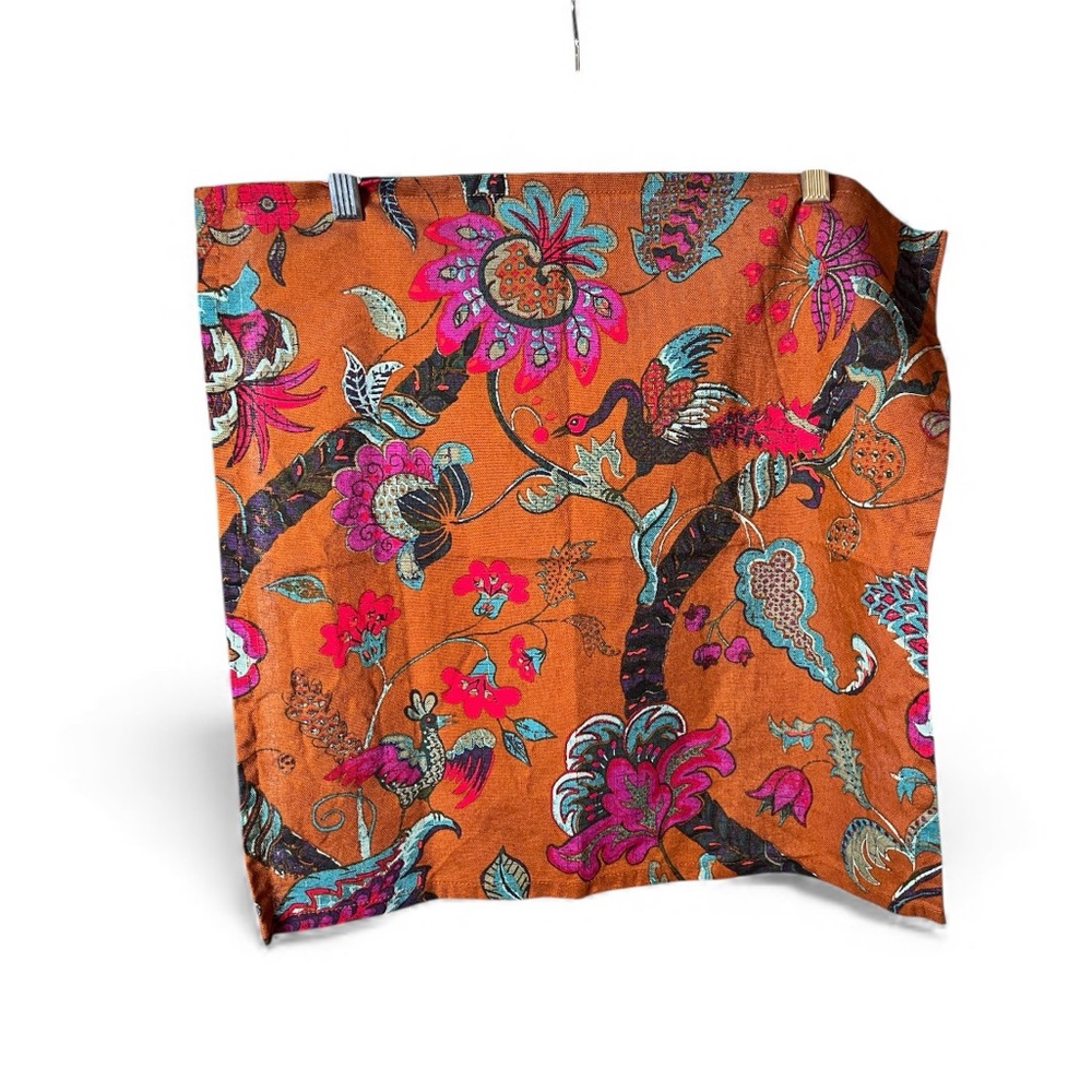 World market Cotton Talisman Ginger Napkins Birds Floral 20” x 20”
